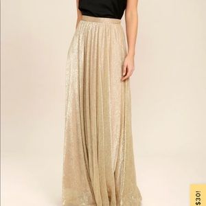 Jovial Occasion Gold Maxi Skirt